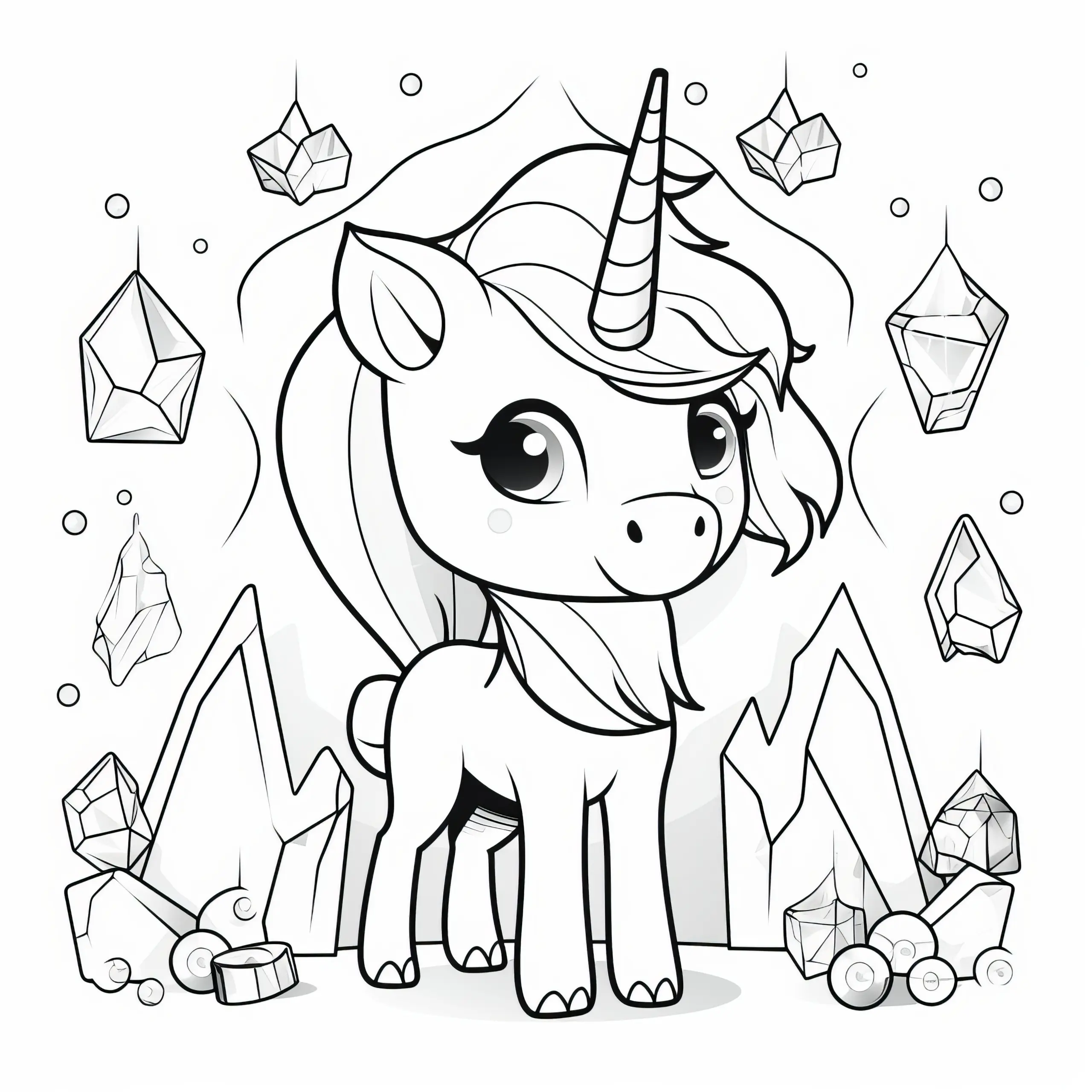 Einhorn mit Diamanten: Kostenloses Ausmalbild zum Download