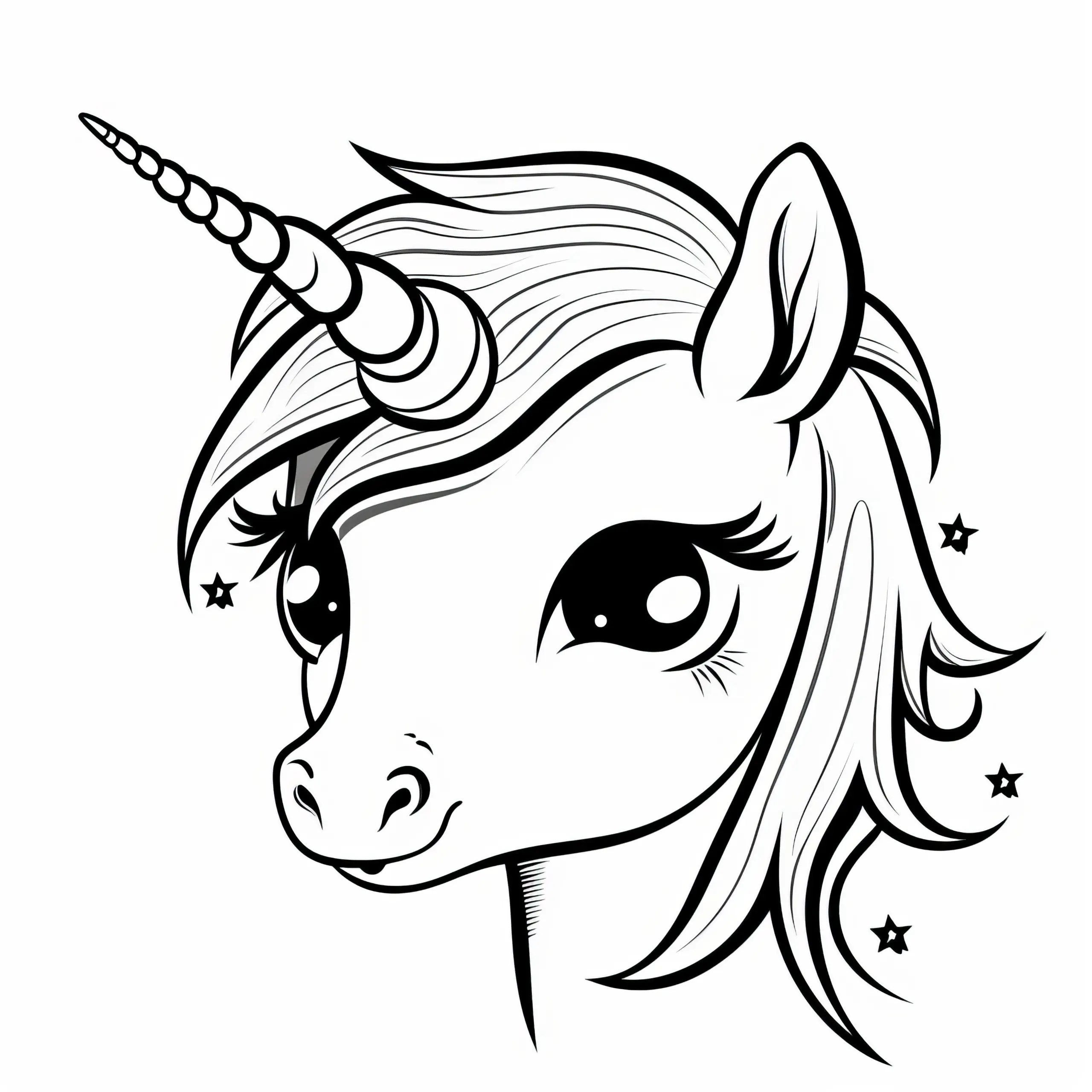 Einhornkopf: Einfaches Ausmalbild für Kinder (Kostenlos)