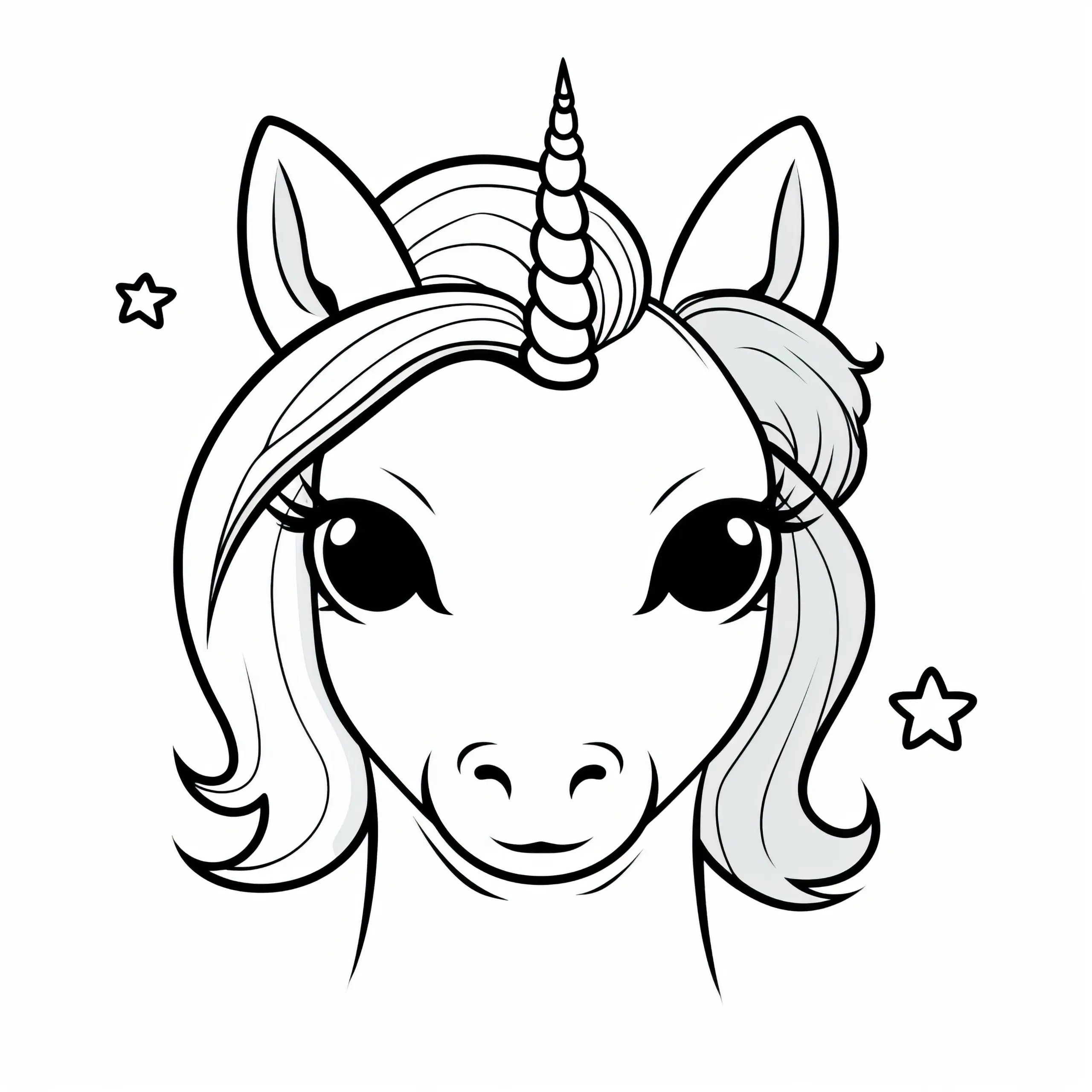 Einhornportrait: Einfaches Ausmalbild für Kinder (Gratis)
