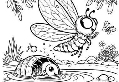 Eintagsfliege am Wasser – Ausmalbild kostenlos