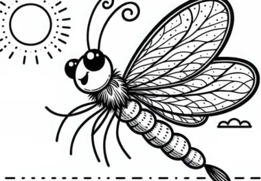 Eintagsfliege flattert durch die Luft – kostenlose Malvorlage