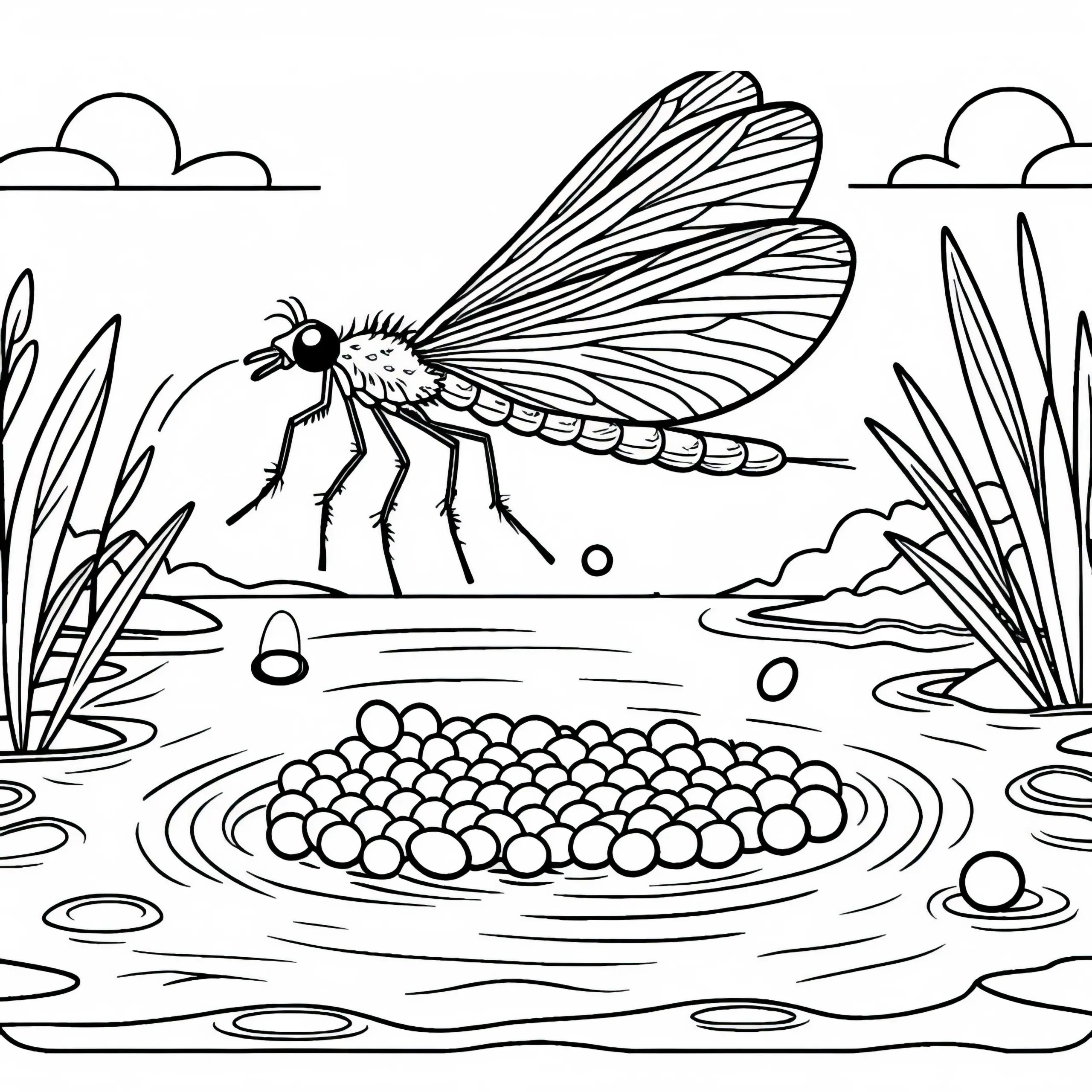 Eintagsfliege legt Eier ab – Malvorlage gratis (Ausmalbild)