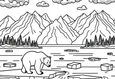 Gletscher-Ausmalbilder: Landschaftsmotive ausmalen