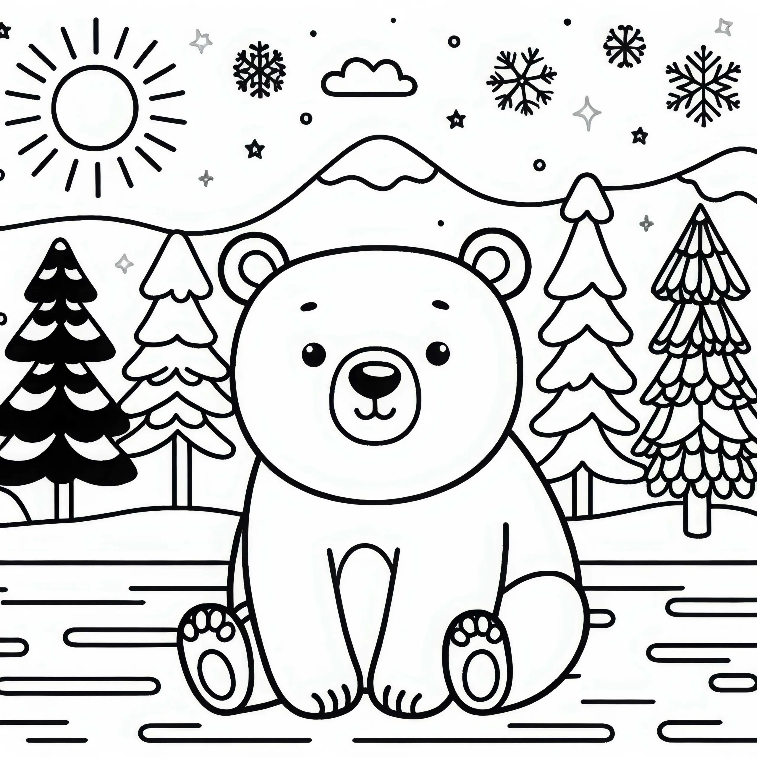 Eisbär Malvorlage zum Herunterladen (Kostenlos) (Ausmalbild)