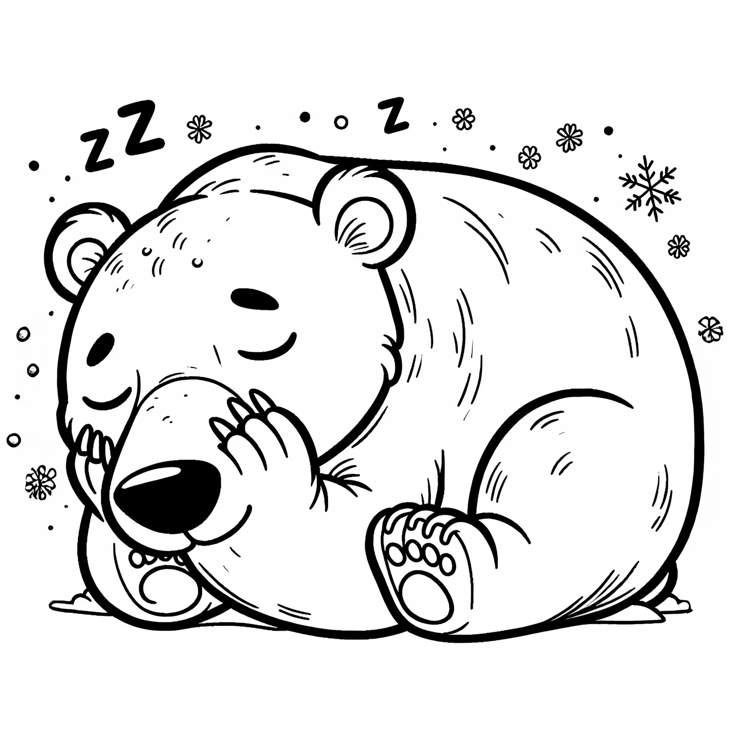 Eisbär schläft: Ein einfaches Ausmalbild (Kostenlos)