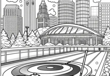 Ausmalbild für Curling auf der Eisbahn – kostenlos downloaden