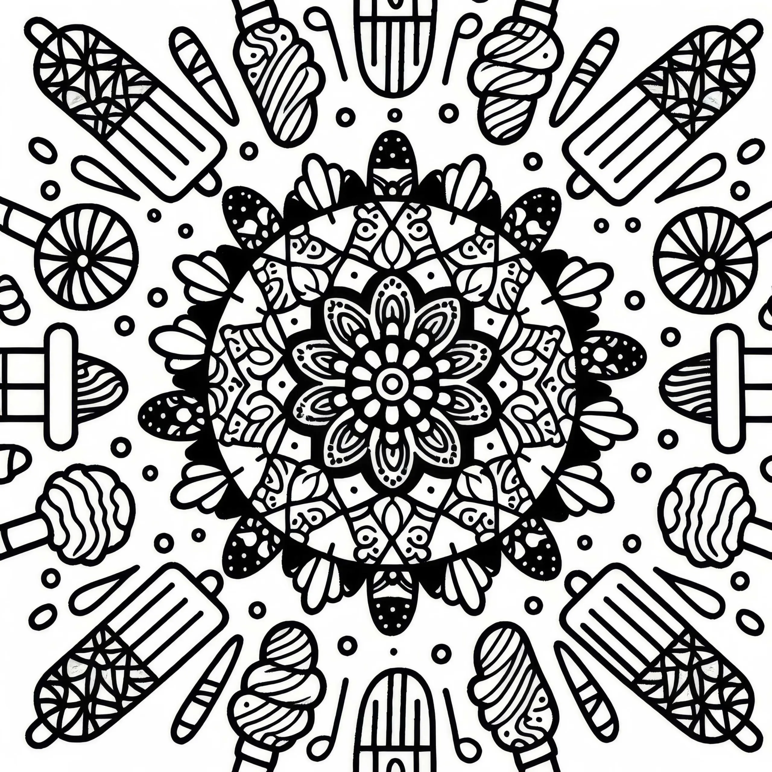 Eiscreme-Mandala Ausmalbild für den Sommer Kostenlos