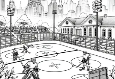 Eishockeyfeld Malvorlage kostenlos und detailreich
