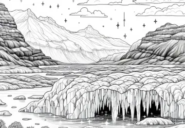 Eishöhle in Eiswüste Ausmalbild Kostenlos