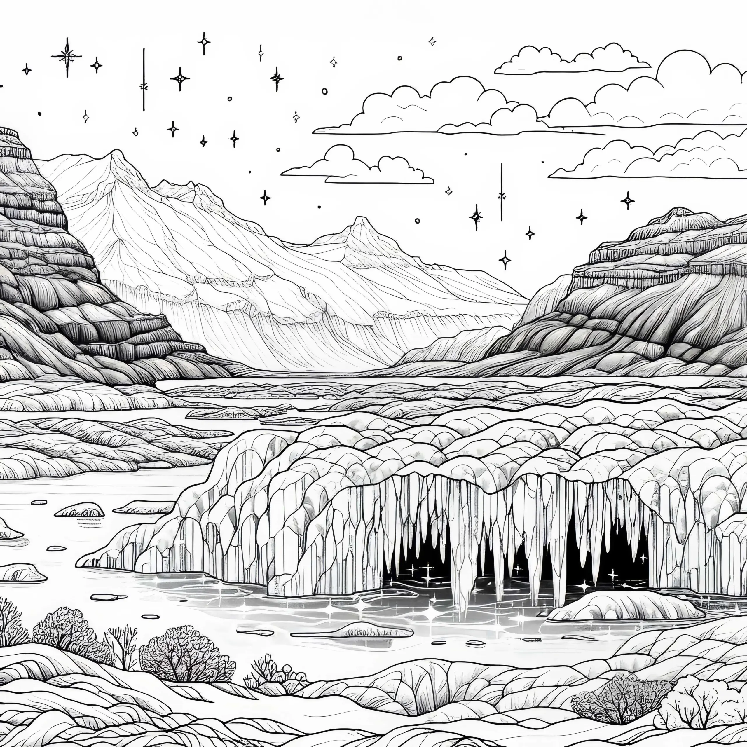 Eishöhle in Eiswüste Ausmalbild Kostenlos