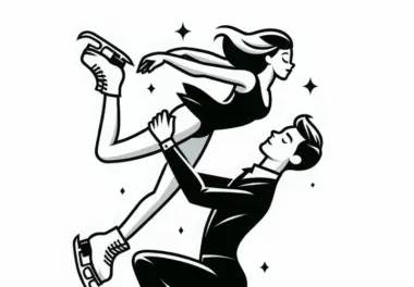 Eiskunstlauf-Paar hebt akrobatische Figur – Ausmalbild kostenlos