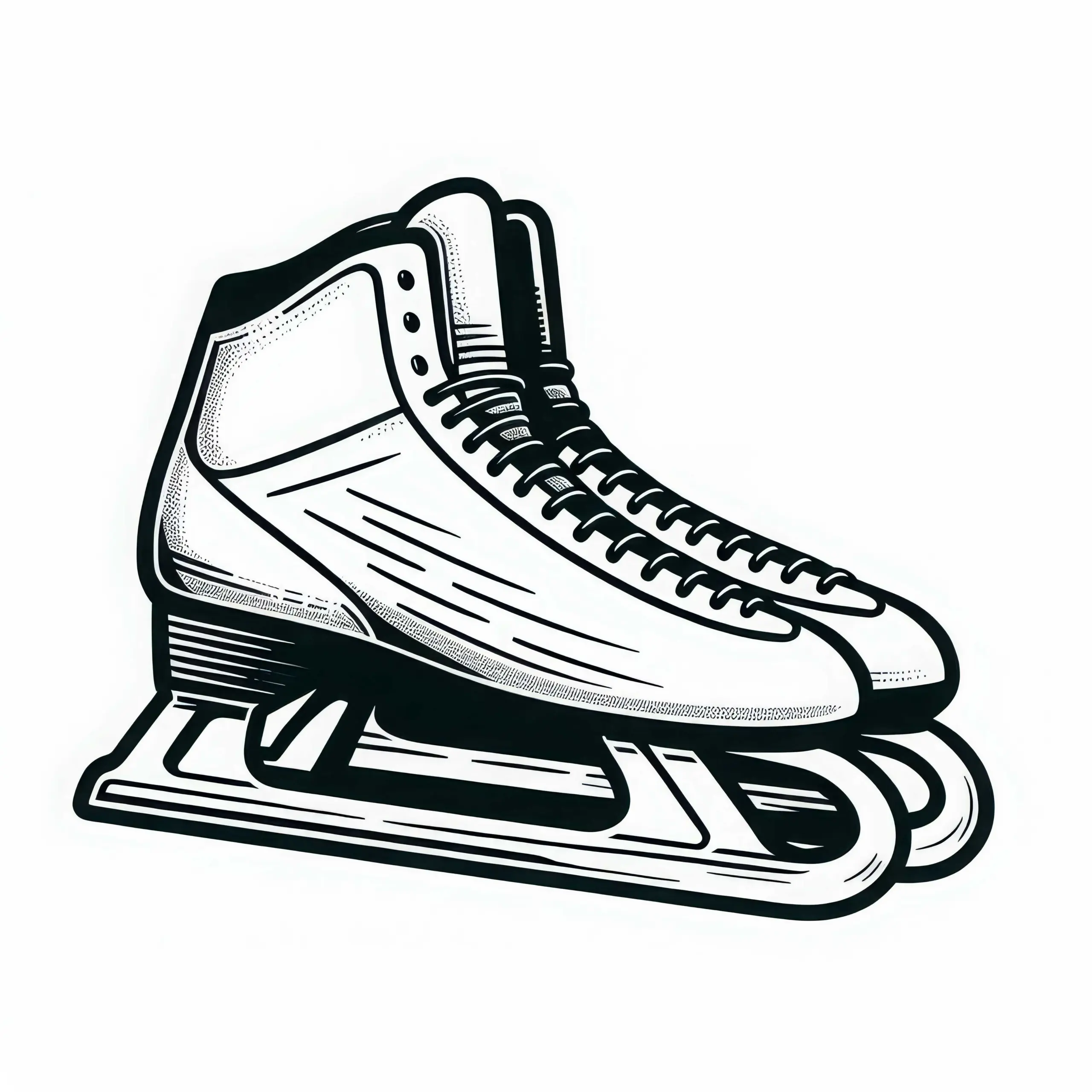 Eisschnelllauf Schuhe mit langen Kufen Malvorlage kostenlos (Ausmalbild)