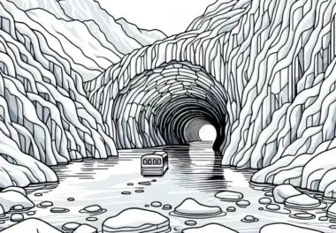 Eistunnel im Gletscher – Ausmalbild gratis