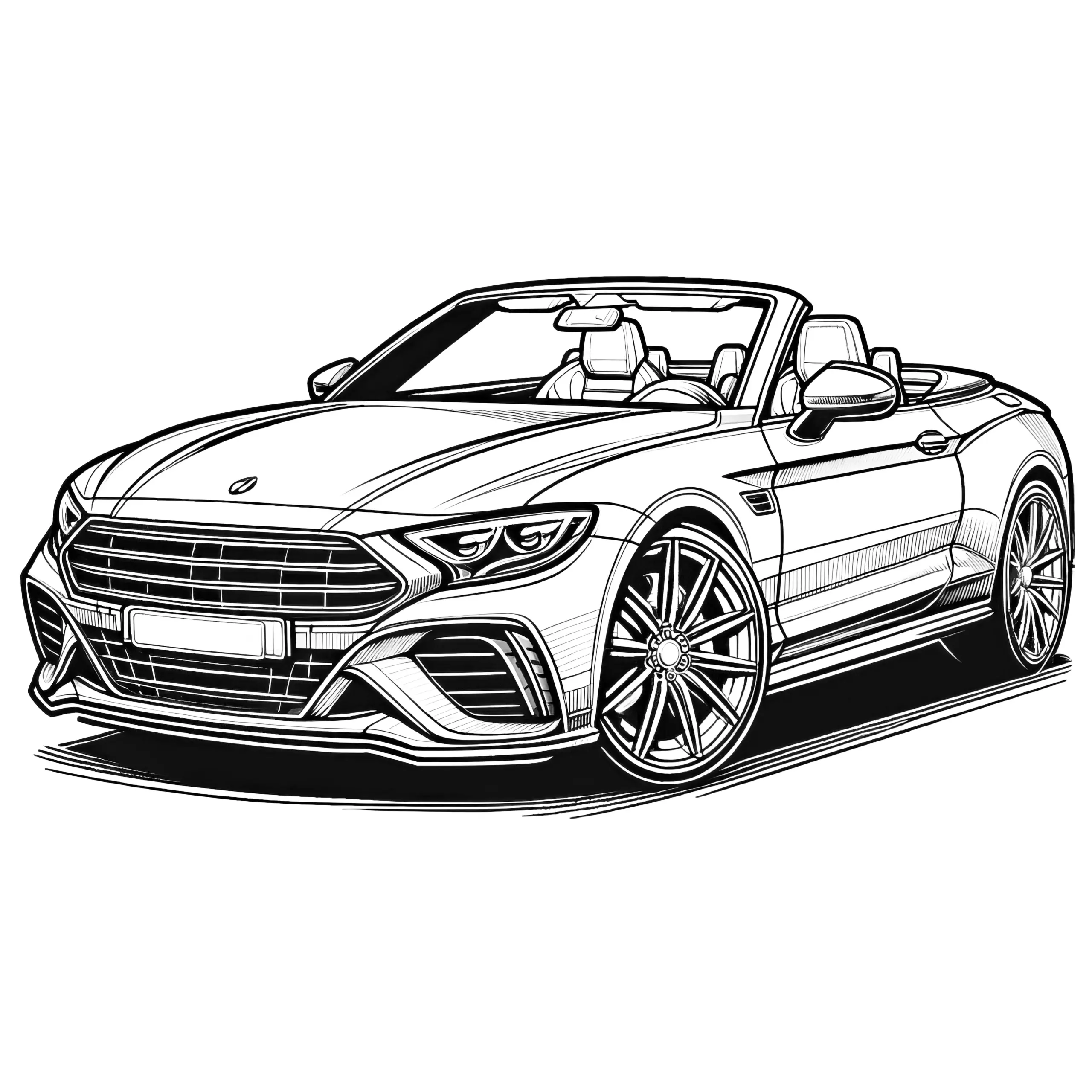 Elegantes Cabriolet: Ausmalbild mit vielen Details (Kostenlos)