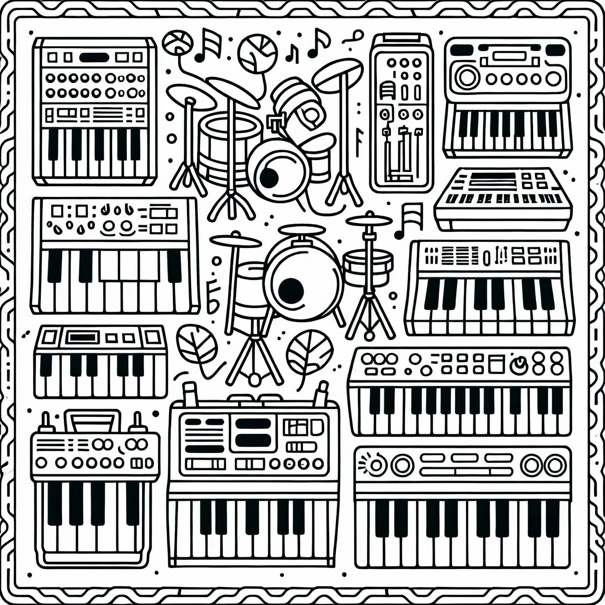 Elektronische Instrumente Malvorlage Kostenlos (Ausmalbild)