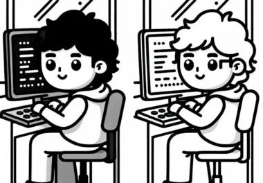 Entwickler Programmieren am Computer – Ausmalbild Einfach Gratis