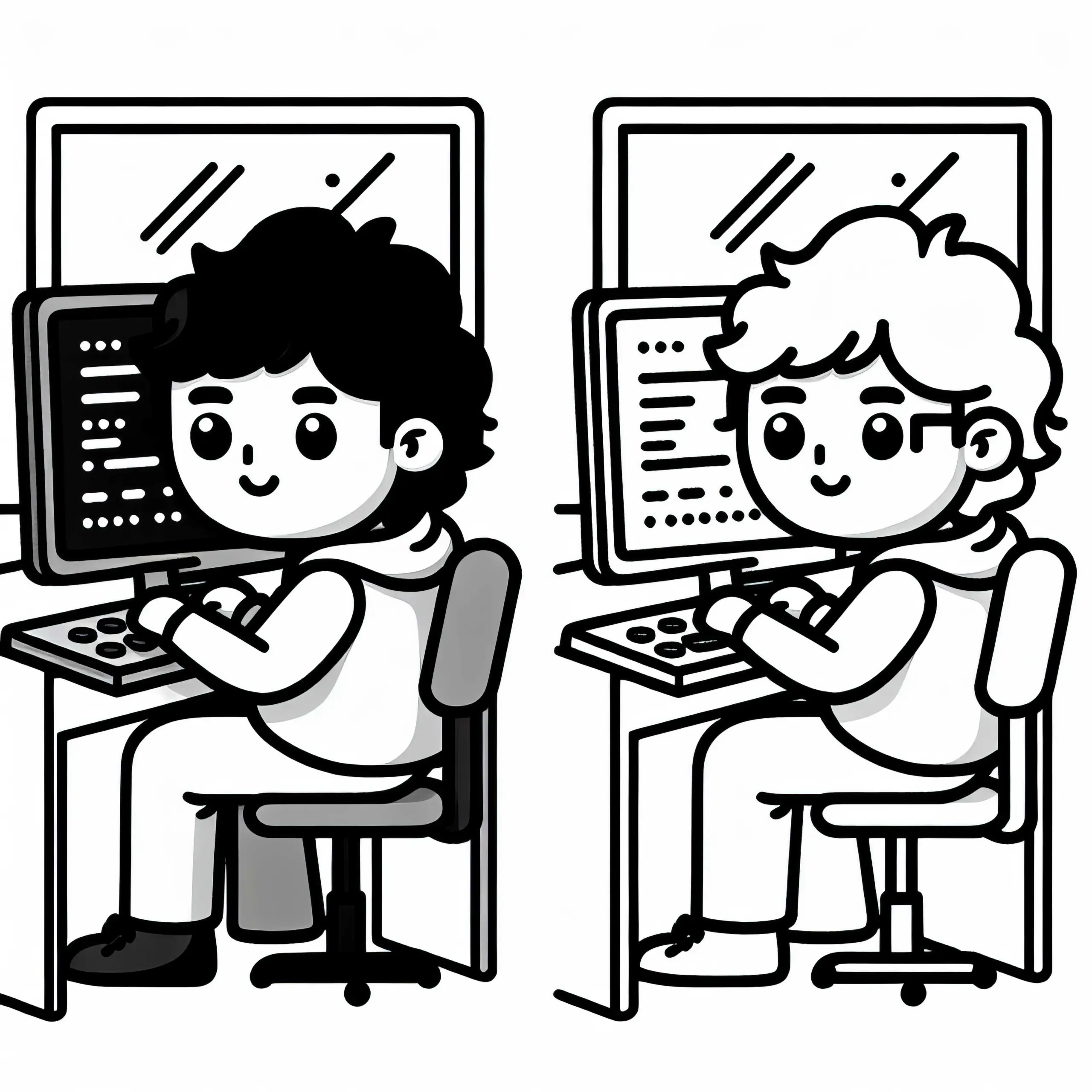 Entwickler Programmieren am Computer – Ausmalbild Einfach Gratis