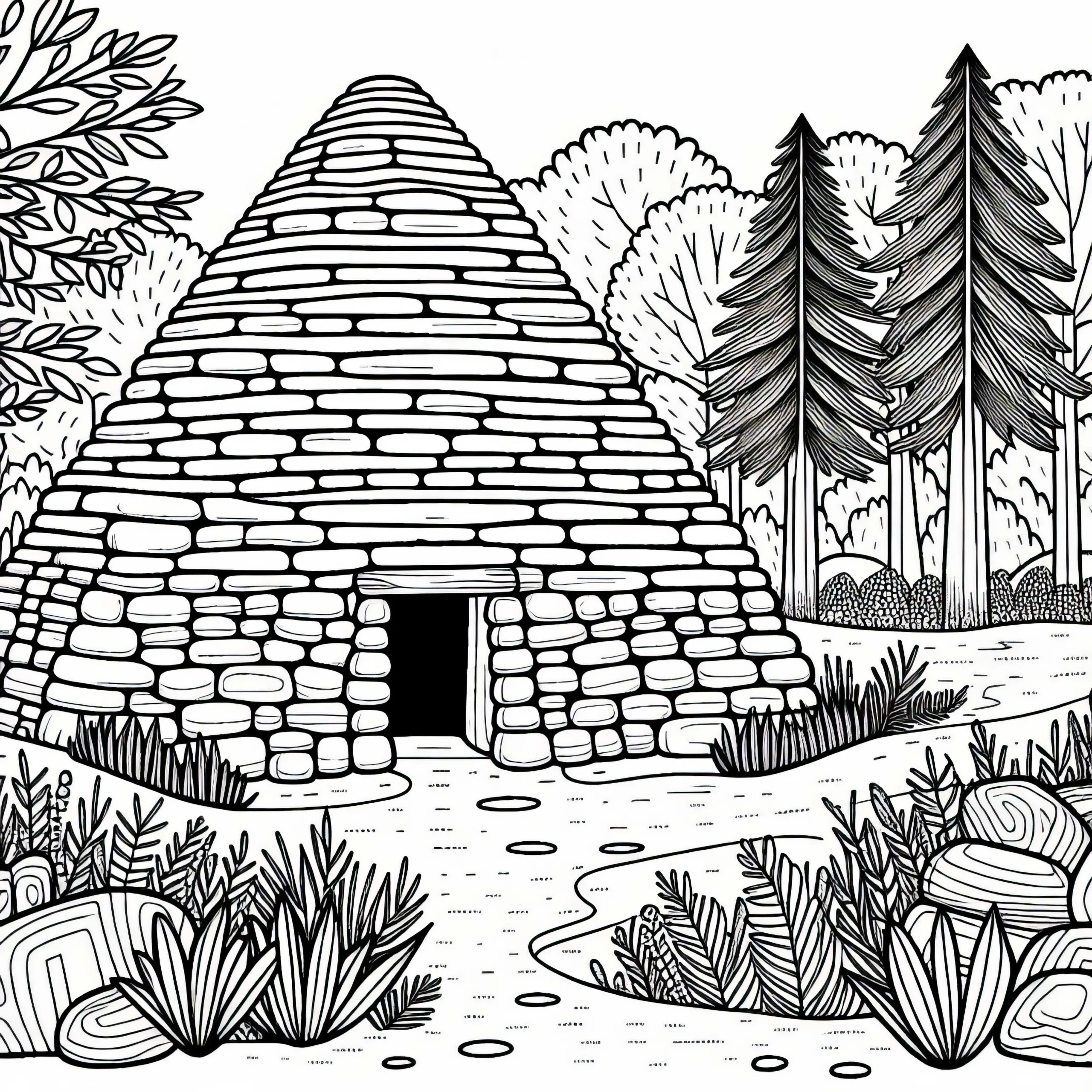 Erd-Hügel-Haus Ausmalbild Kostenlos