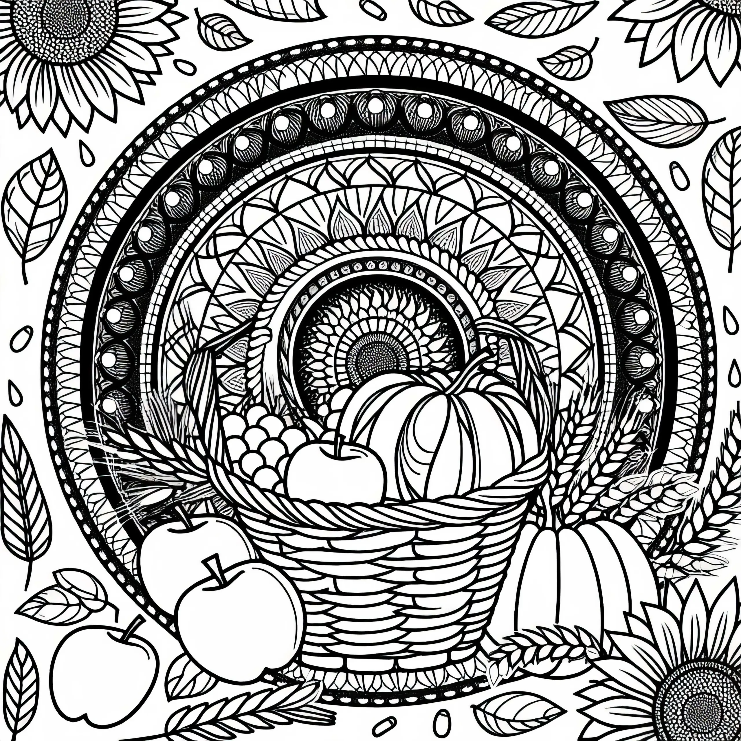 Herbst Mandala Ausmalbild für die Ernte kostenlos herunterladen