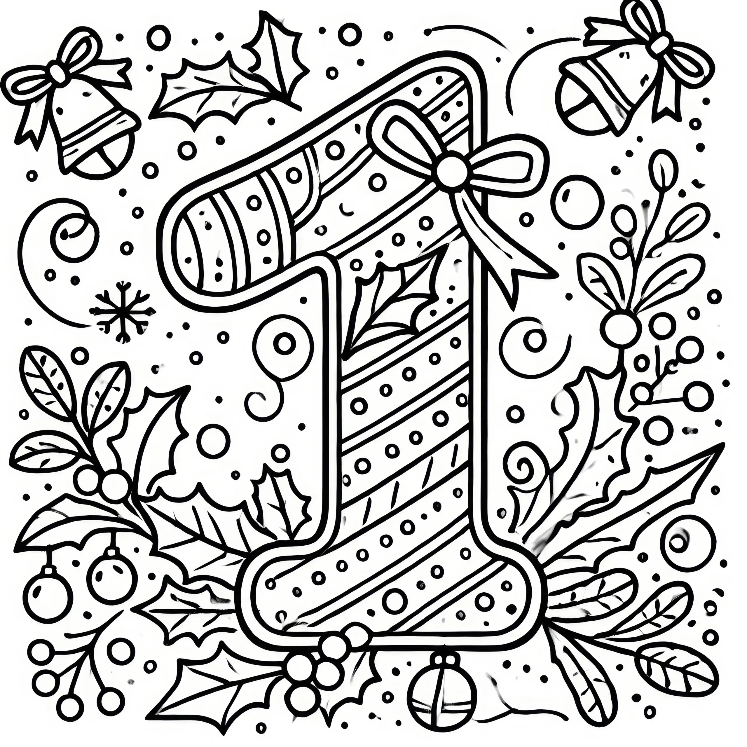 Erster Advent: weihnachtlich geschmückte 1 als Ausmalbild