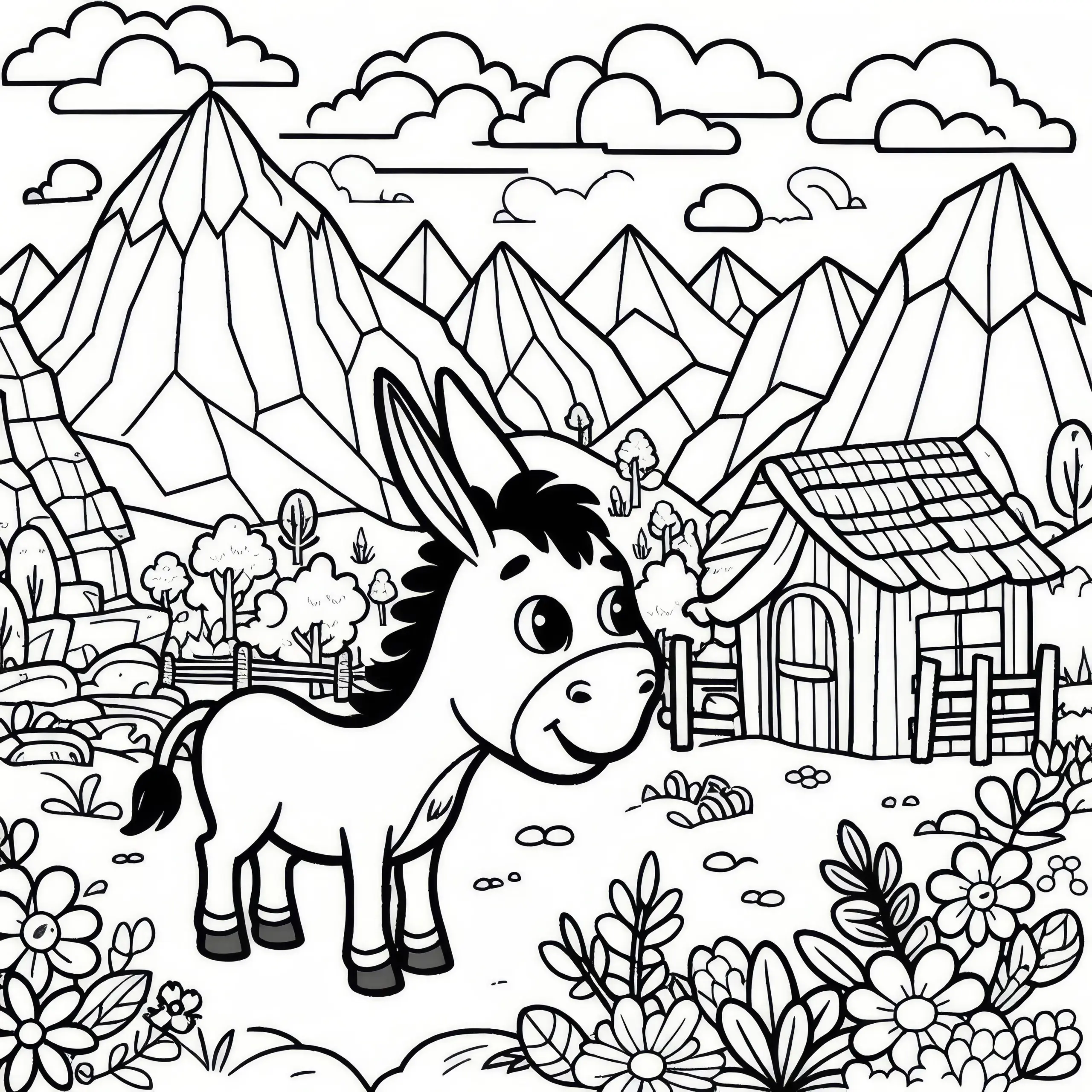 Esel Ausmalbild zum Download (Gratis)