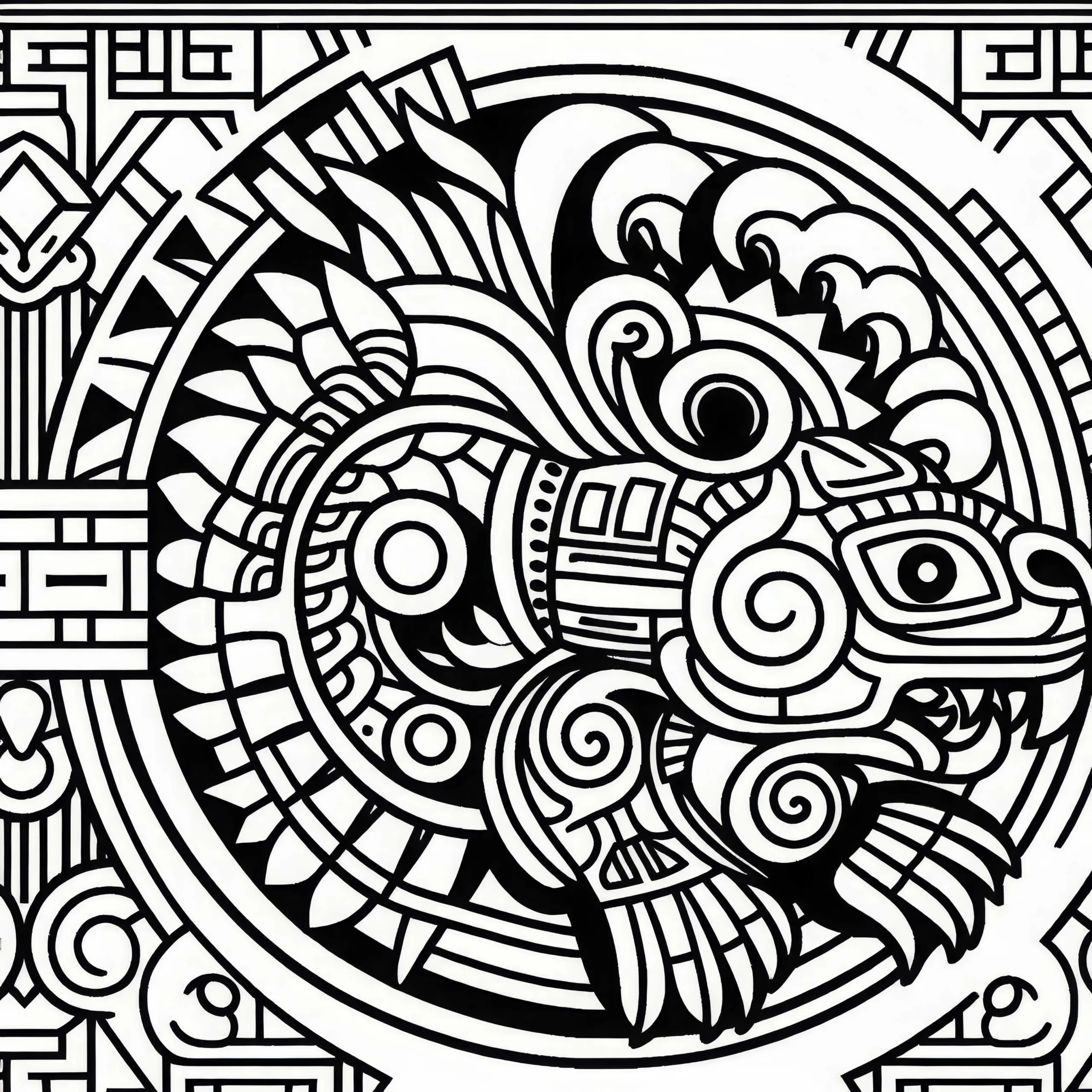 Ausmalbild Sternzeichen der Maya – Kostenloses Etznab Spiegel Motiv