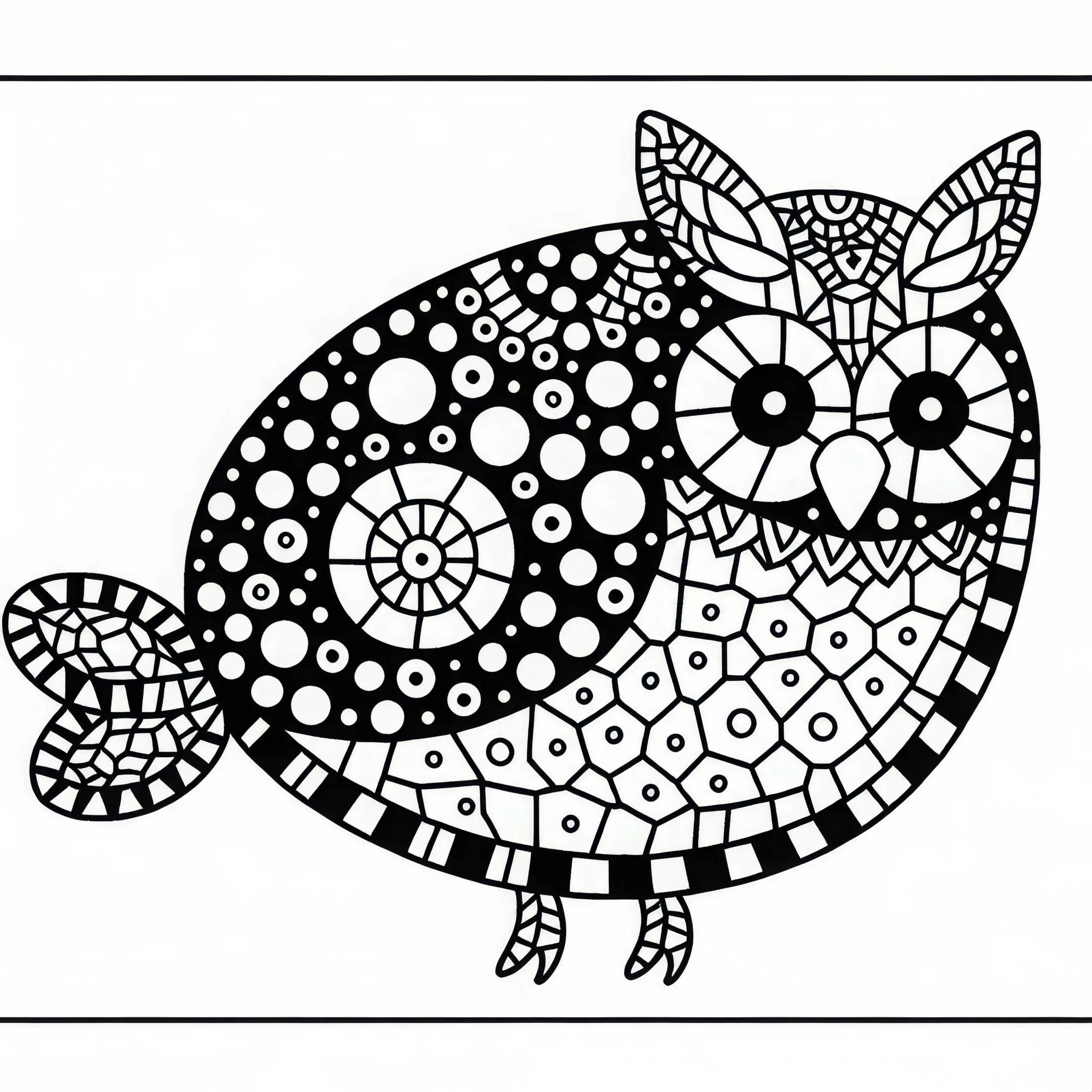 Eule aus Mosaiksteinen als Malvorlage (Gratis) (Ausmalbild)