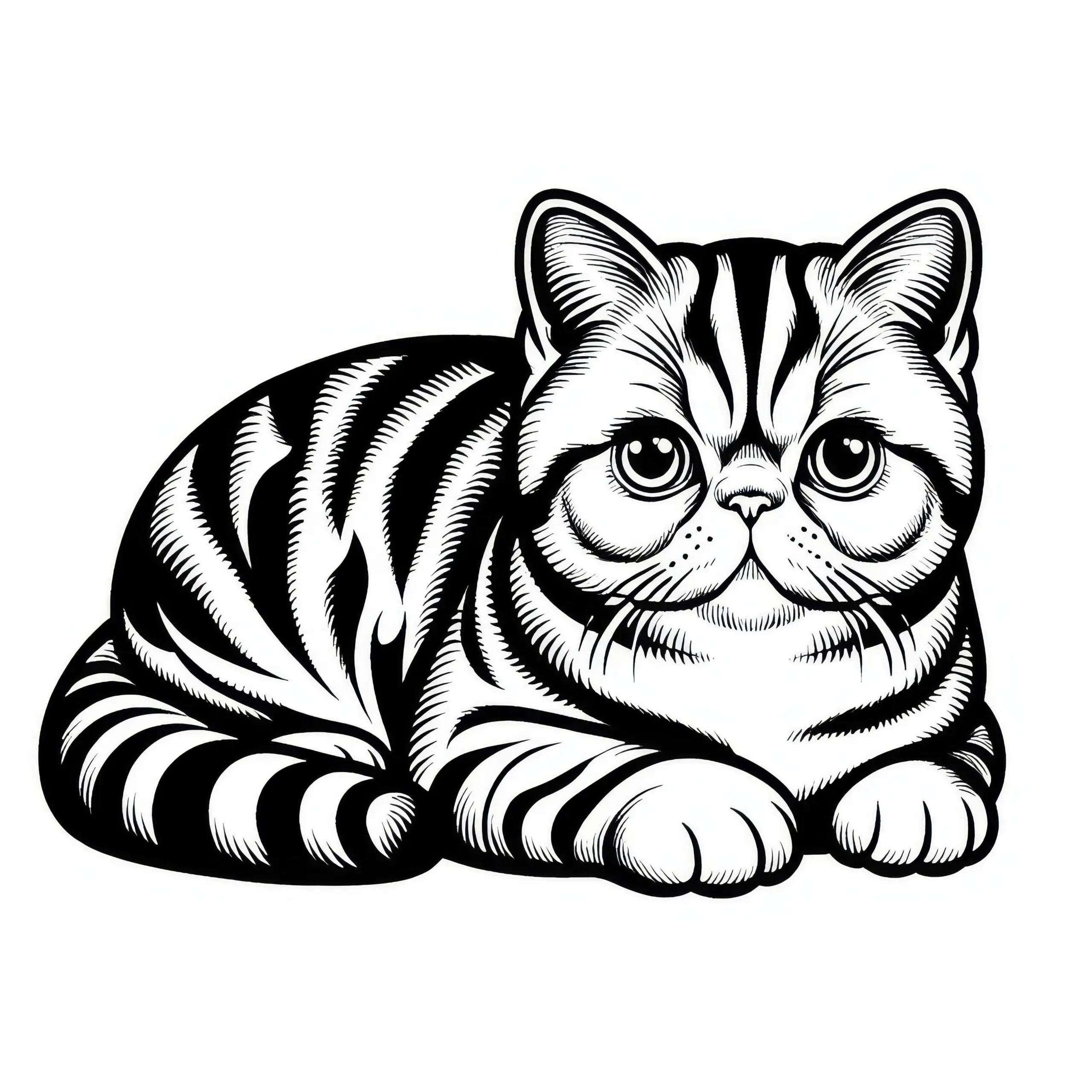 Ausmalbild einer exotischen Shorthair Katze gratis