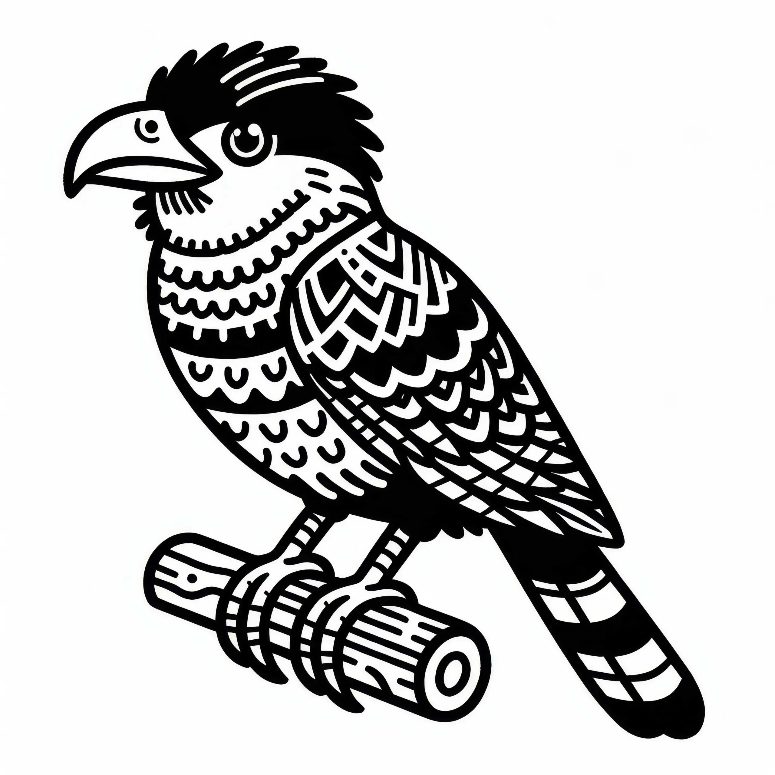 Falklandkarakara – Striated Caracara Vogel Südamerika Malvorlage Gratis (Ausmalbild)