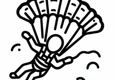 Fallschirm mit Gurtzeug Ausmalbild – Einfach und Gratis