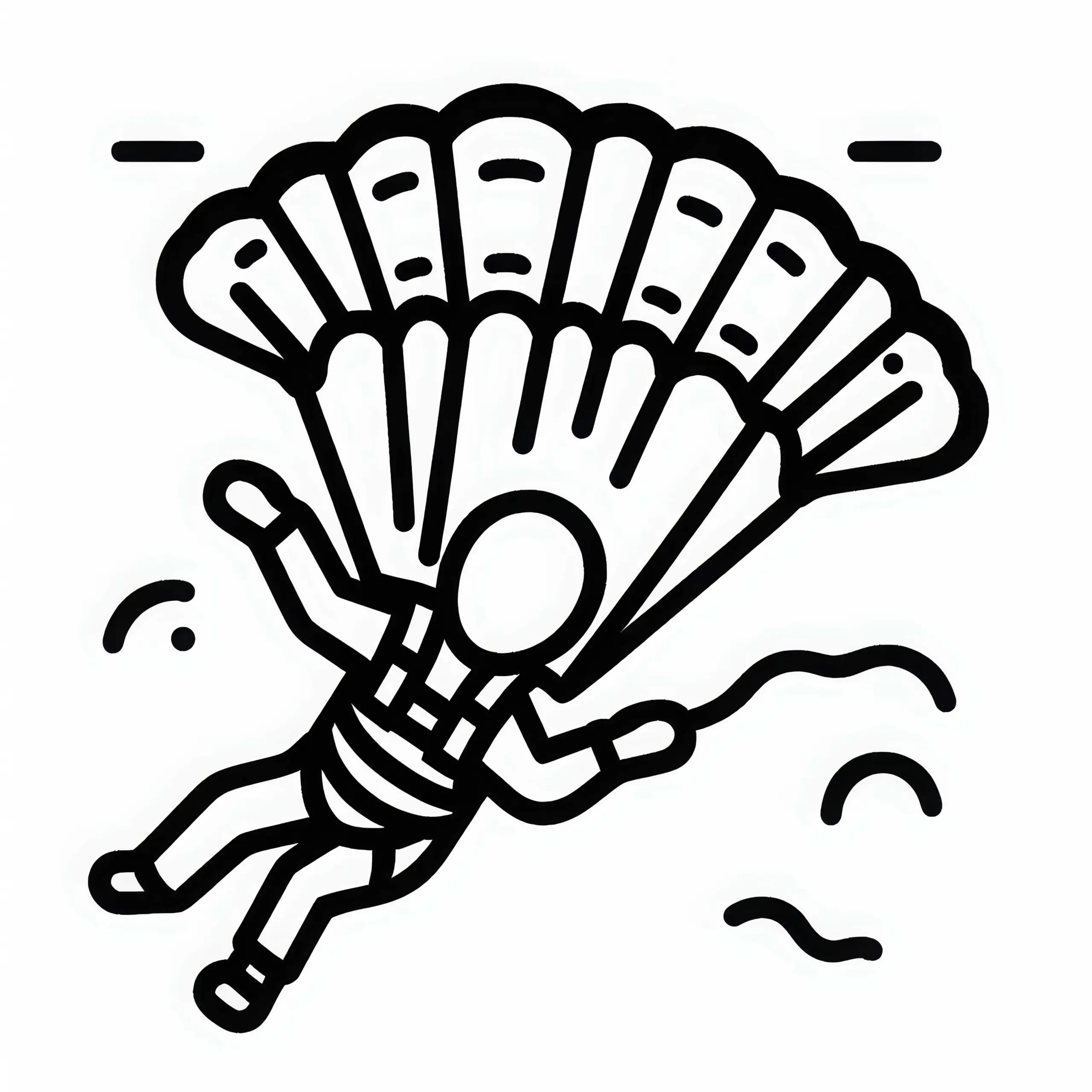Fallschirm mit Gurtzeug Ausmalbild – Einfach und Gratis