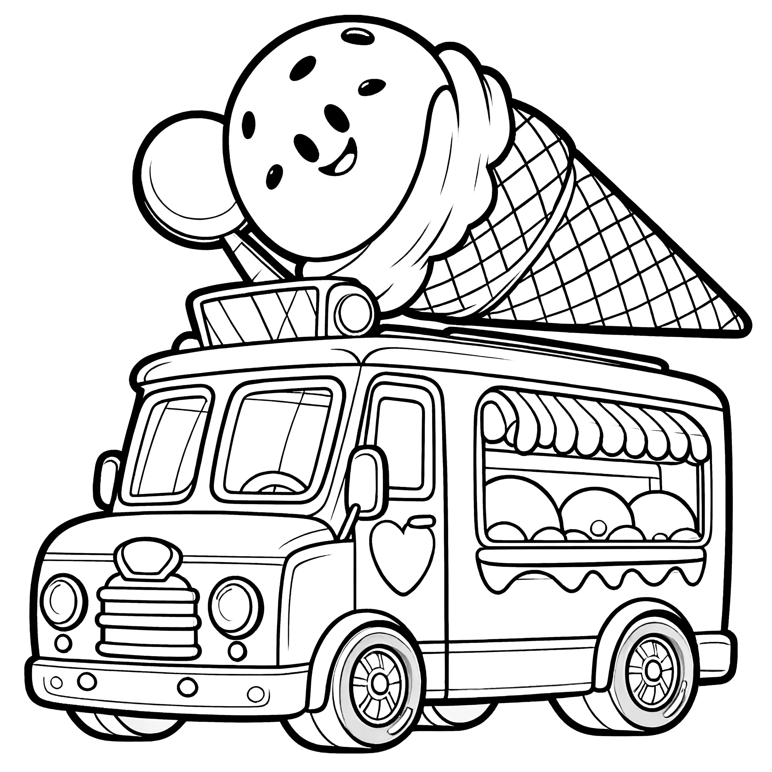 Fantasievolles Eisauto: Ausmalbild für Kinder (Kostenlos)