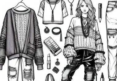 Fashionfigur mit Streetstyle Kleidung: Malvorlage für Mädchen ab zwölf gratis