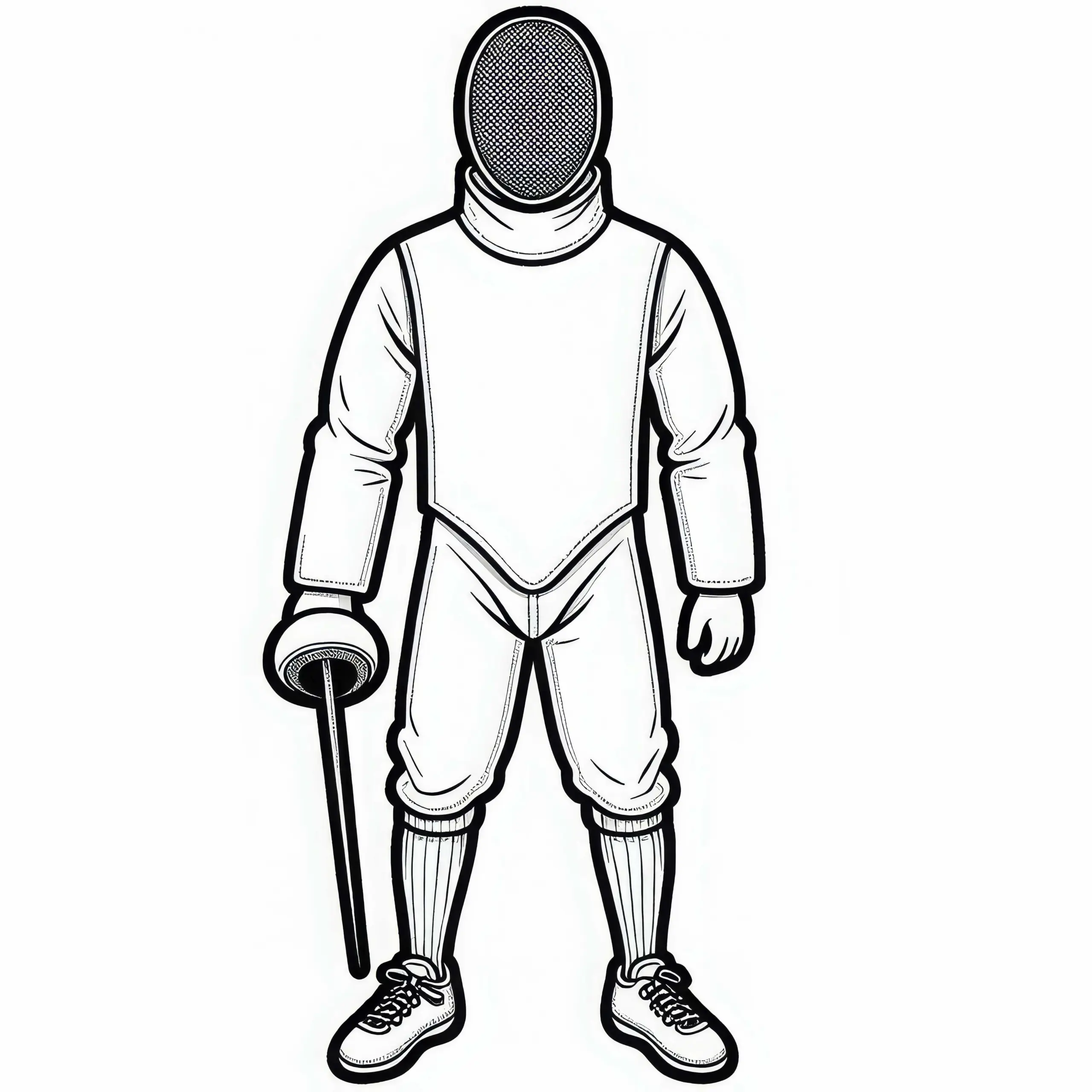 Fechtuniform mit Brustschutz Malvorlage Kostenlos (Ausmalbild)