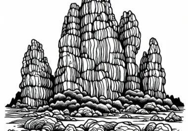 Karstlandschaft-Ausmalbilder: Landschaftsmotive ausmalen