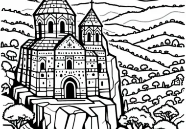 Felsenkirchen von Lalibela in Äthiopien – Ausmalbild Afrika kostenlos
