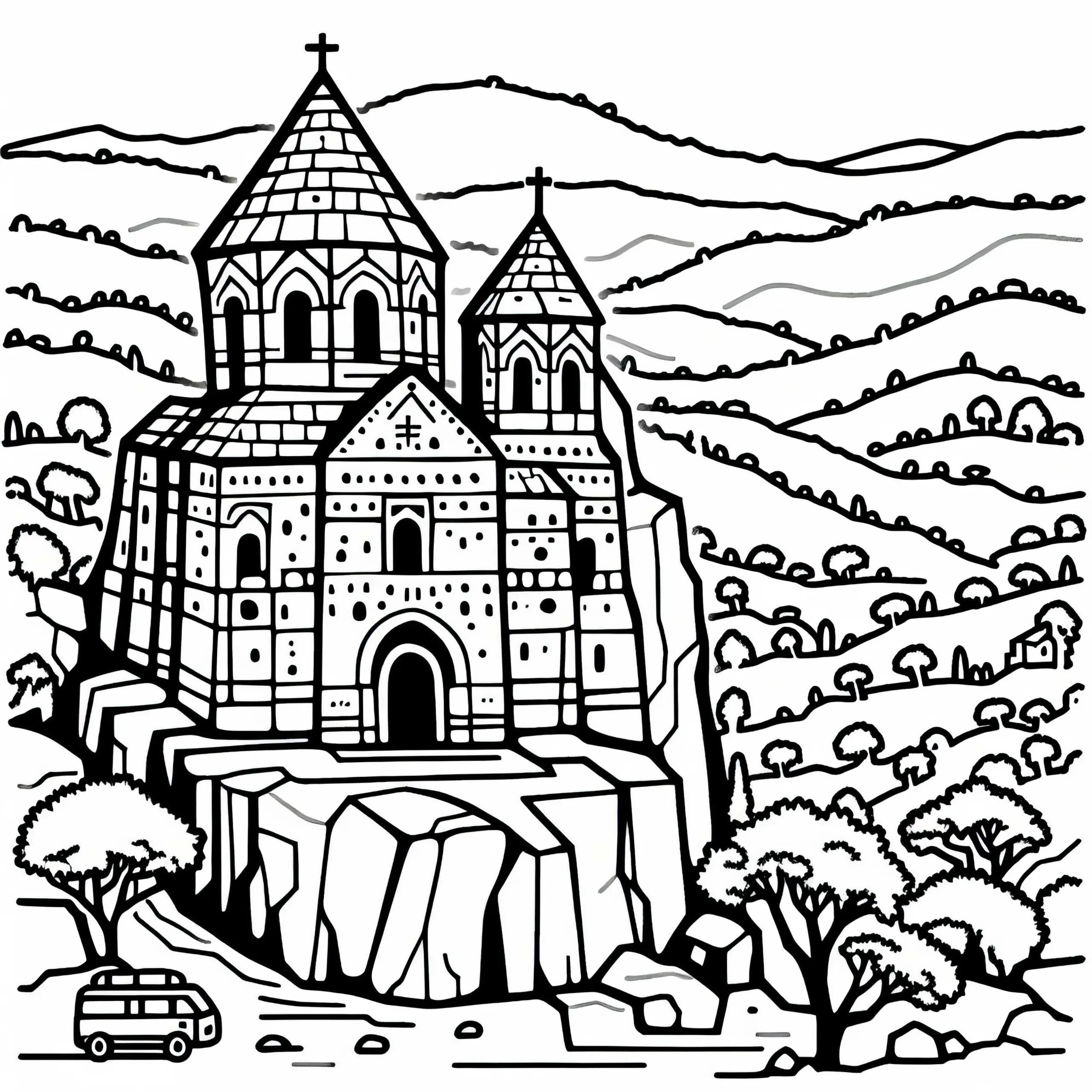 Felsenkirchen von Lalibela in Äthiopien – Ausmalbild Afrika kostenlos