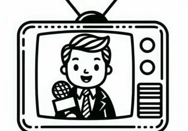 Fernseher mit Reporter Malvorlage einfach gratis