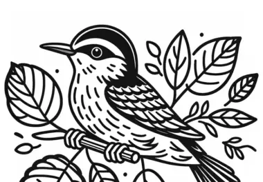 Feuerwangen-Zwergpapagei und Fire-breasted Flowerpecker als Ausmalbild für Vögel in Asien