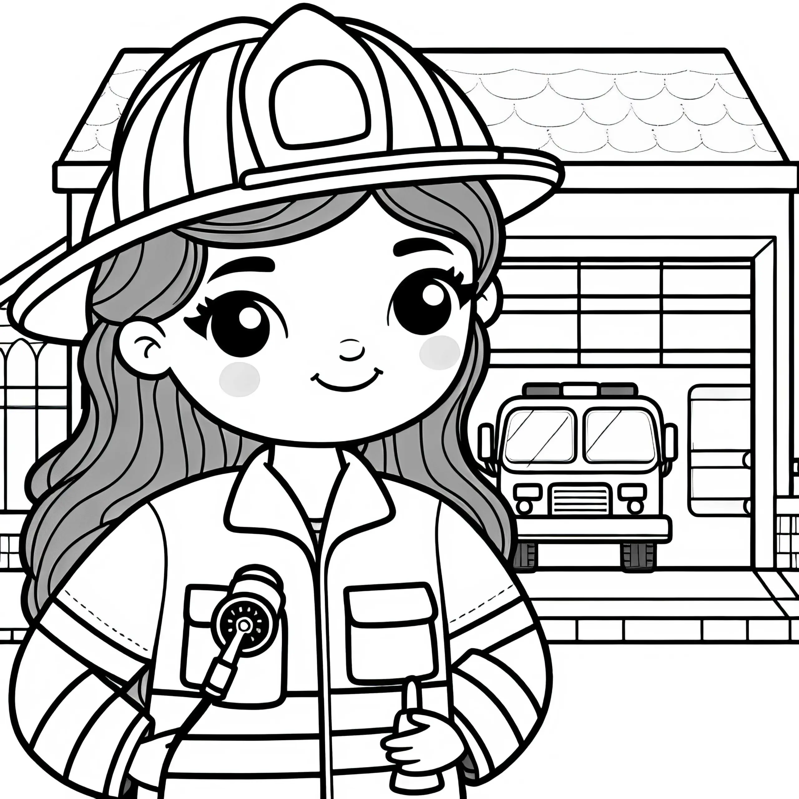 Feuerwehrfrau Malvorlage Einfach Kostenlos (Ausmalbild)