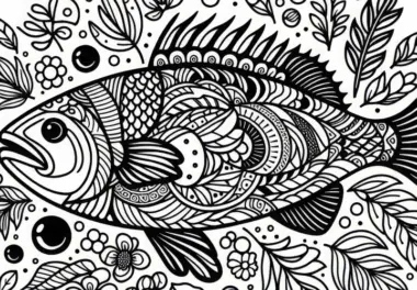 Fisch als Hauptgericht – Malvorlage Kostenlos