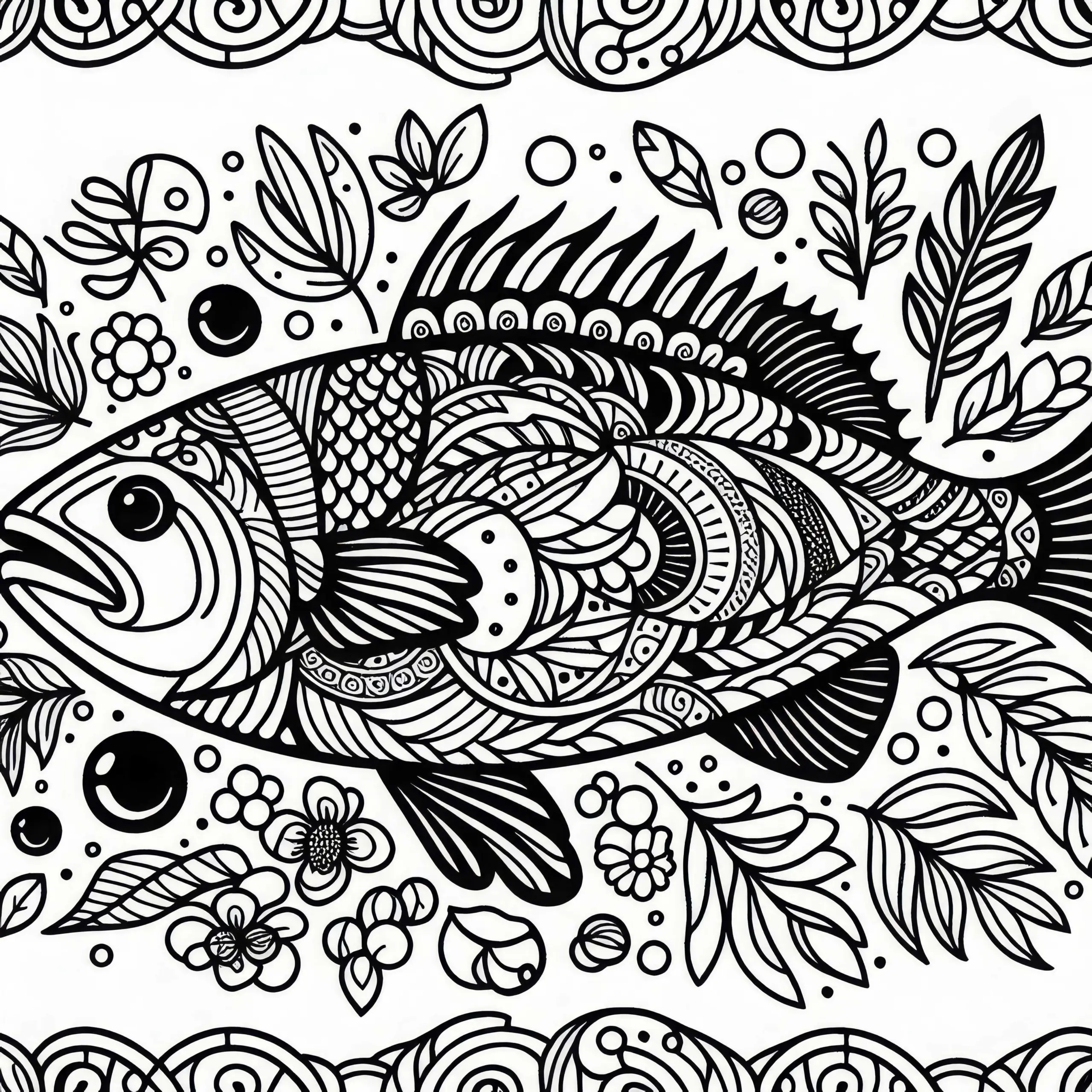 Fisch als Hauptgericht – Malvorlage Kostenlos (Ausmalbild)