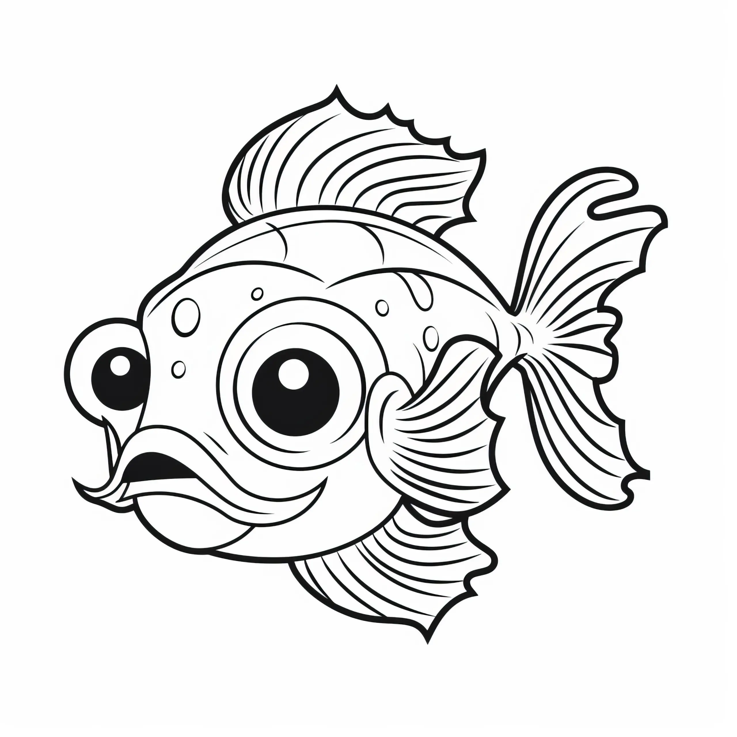 Fisch mit großer Rückenflosse: Ausmalbild zum Herunterladen (Gratis)