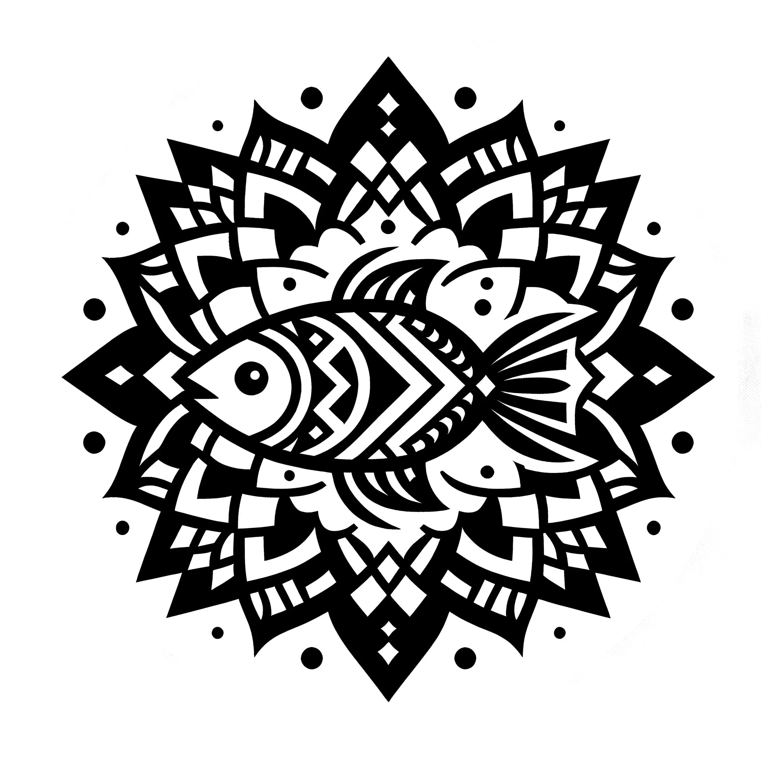 Fisch-Mandala einfach: Kostenlos zum Ausmalen (Ausmalbild)