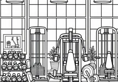 Fitnessstudio Ausmalbild gratis