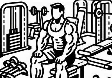 Fitnessstudio für Krafttraining – Ausmalbild einfach gratis