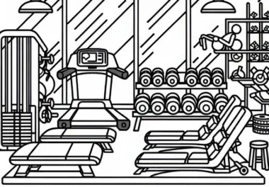 Fitnessstudio Malvorlage Gratis zum Ausmalen