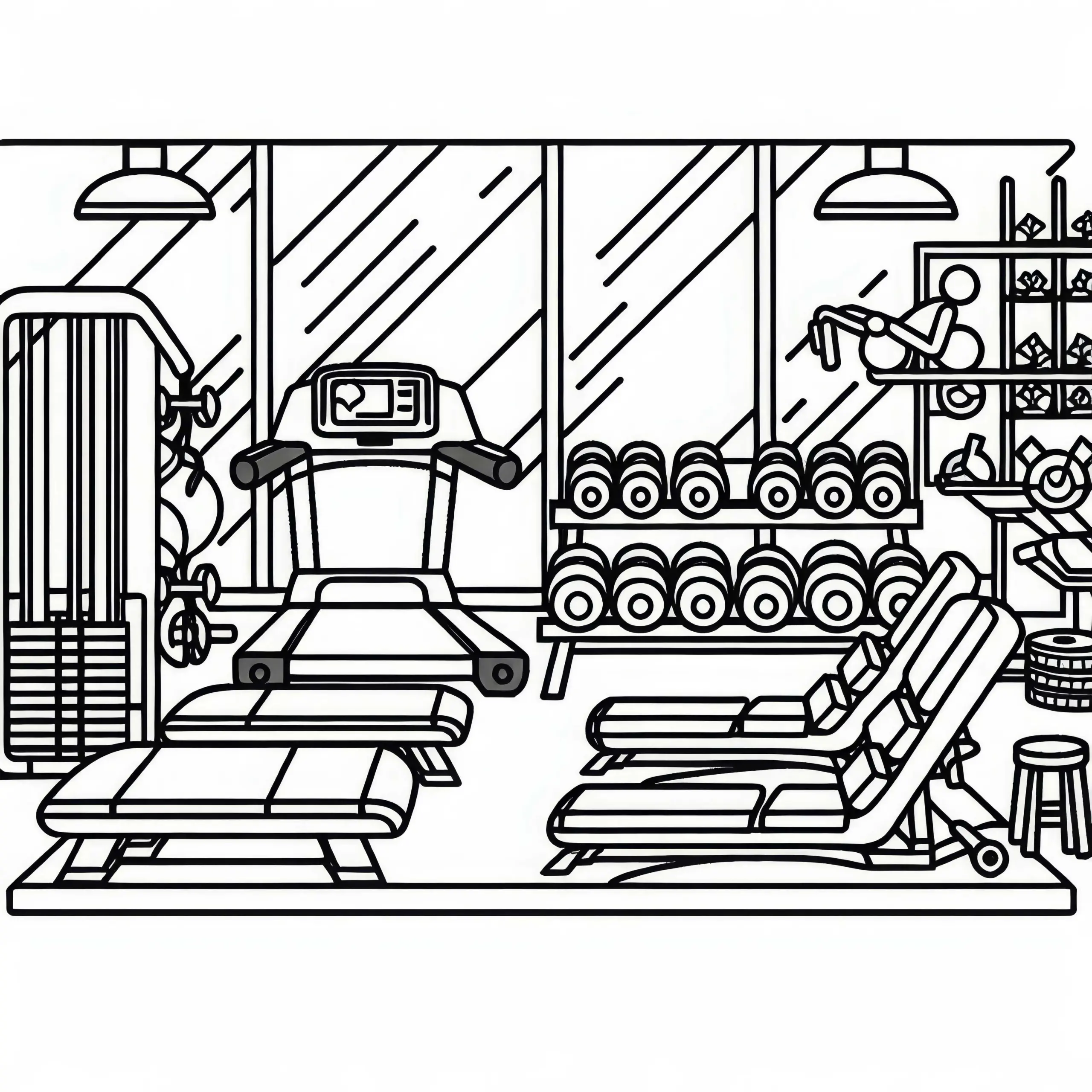 Fitnessstudio Malvorlage Gratis zum Ausmalen (Ausmalbild)