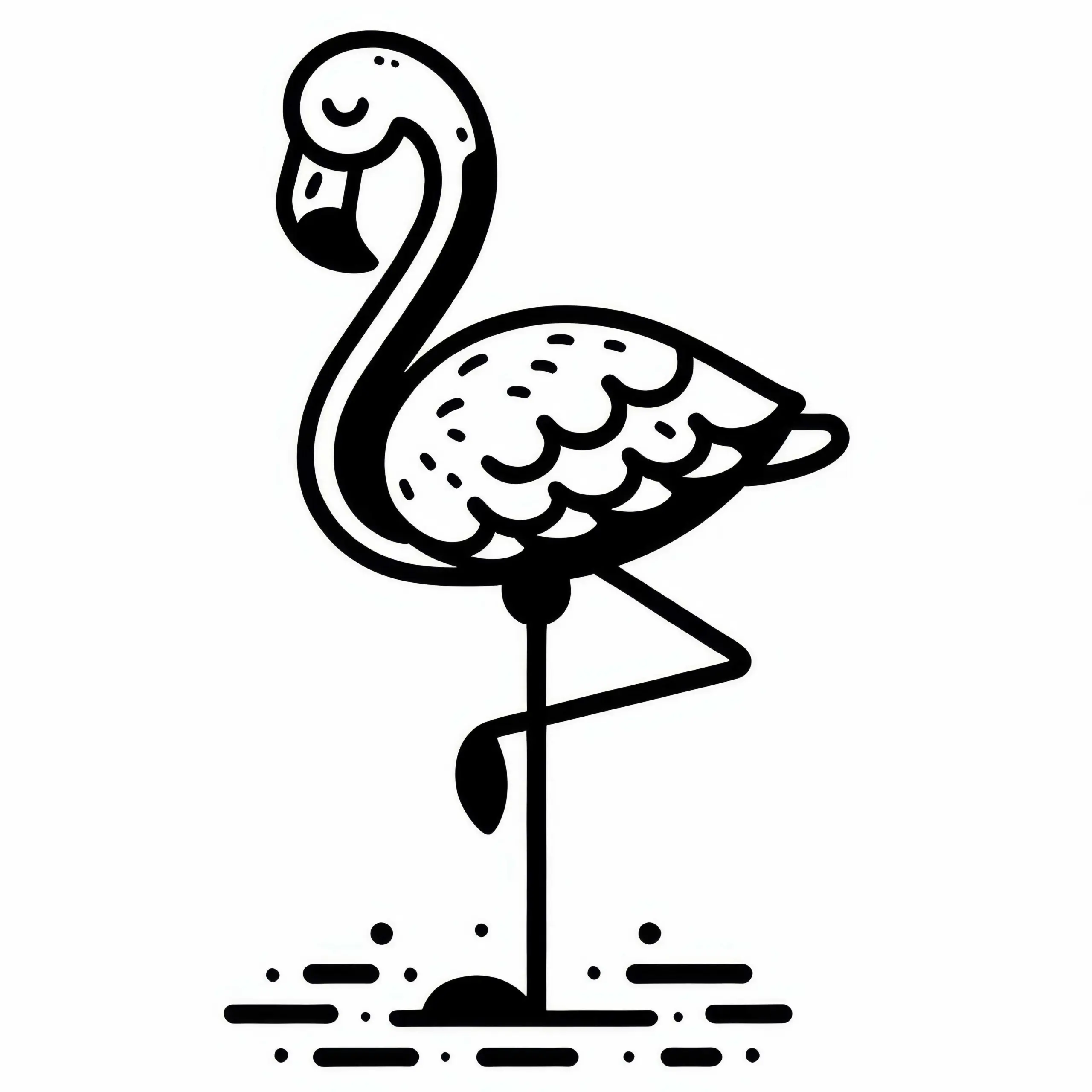 Flamingo Vogel in Afrika Malvorlage Kostenlos (Ausmalbild)