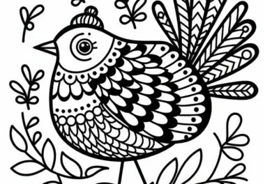 Flammenweber und Roter Bischof Vogel in Afrika – Malvorlage zum Ausmalen